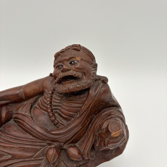 19th‎ Century Chinese Root Art Carving Of Oni Buddha 11" Hardwood - Picture 2 of 11